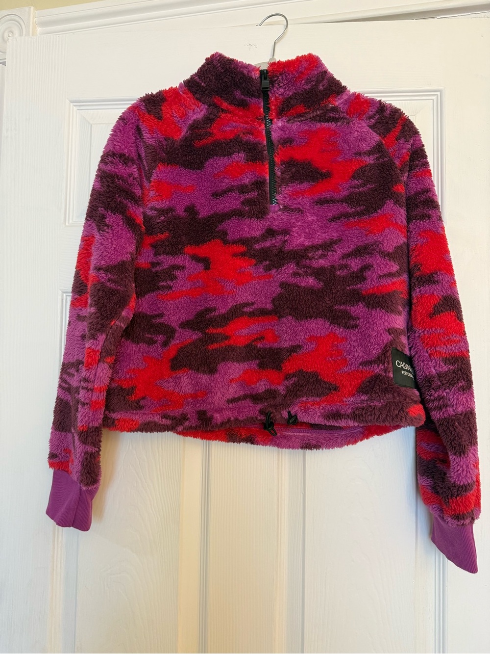 Calvin Klein Performance Half-Zip Fleece Pullover - Pink & Red Camouflage